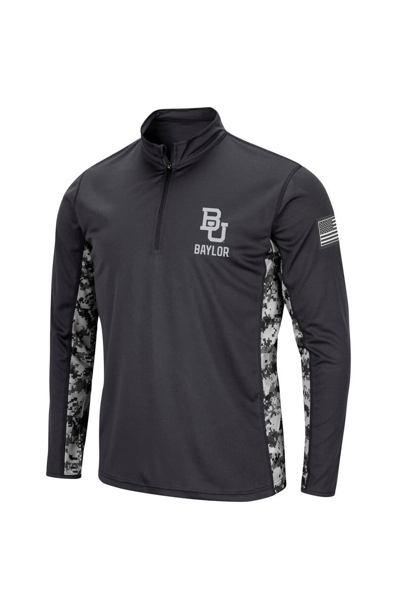 COLOSSEUM Men's Colosseum Charcoal Baylor Bears OHT Military Appreciation Rival Digi Camo Quarter-Zip Jacket, Alternate, color,