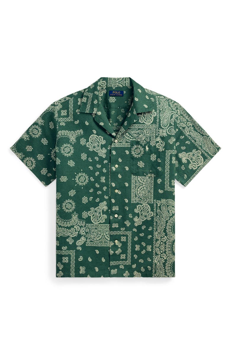 Polo Ralph Lauren Classic Fit Bandana Print Linen & Cotton Camp Shirt, Alternate, color, 