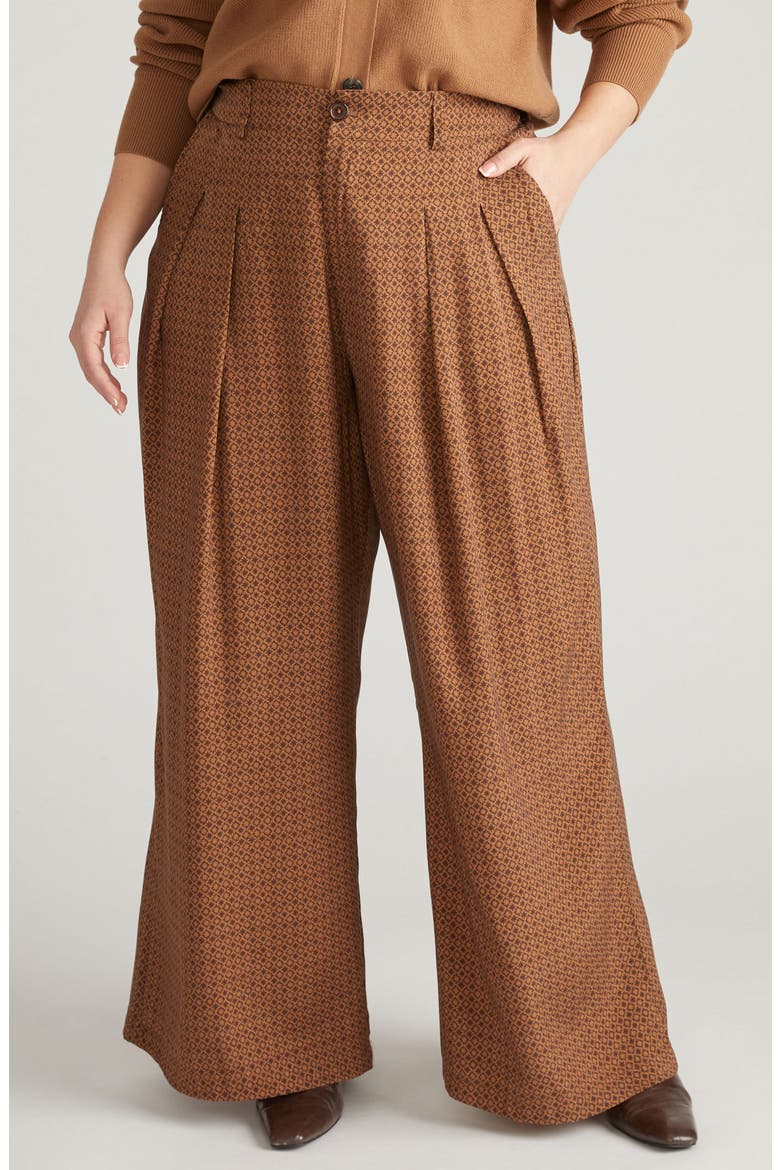 Cooling Cupro Wide Leg Pants, Main, color, BROWN HACIENDA PRINT