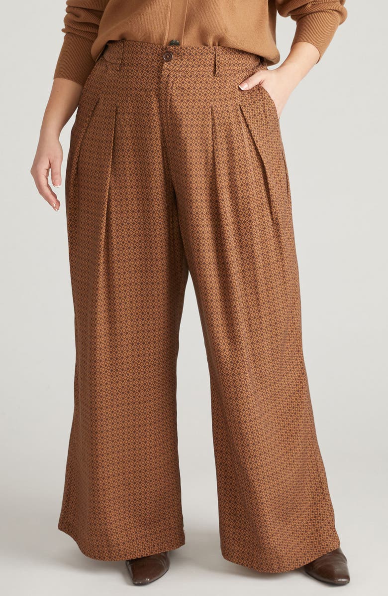 Universal Standard Cooling Cupro Wide Leg Pants, Main, color, Brown Hacienda Print