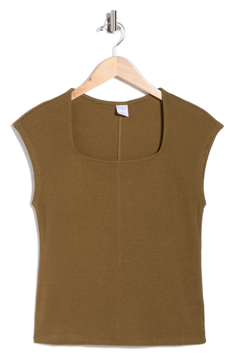 Square Neck Top, Alternate, color, OLIVE DARK