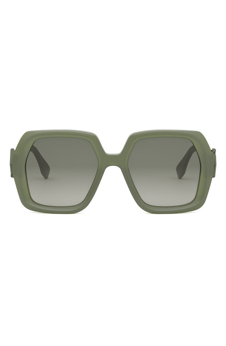 Fendi 'Fendi Diamonds 51mm Square Sunglasses, Main, color, Shiny Light Green / Green