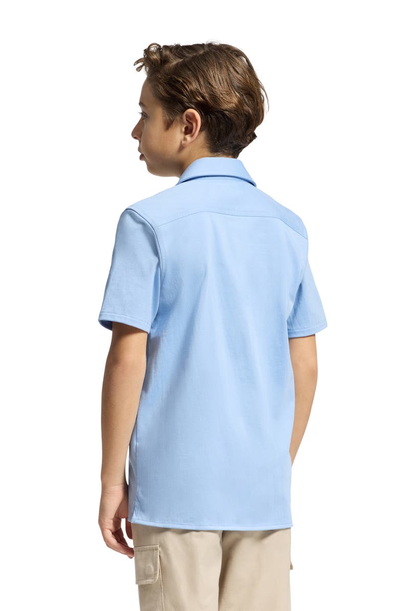 Psycho Bunny Kids' Bryan Pima Cotton Blend Camp Shirt, Alternate, color, Serenity