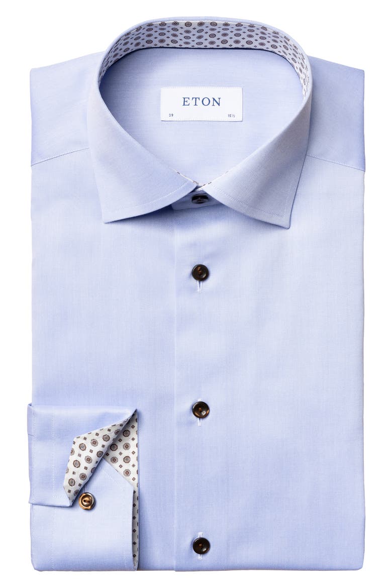 Contemporary Fit Solid Blue Dress Shirt, Main, color, BLUE