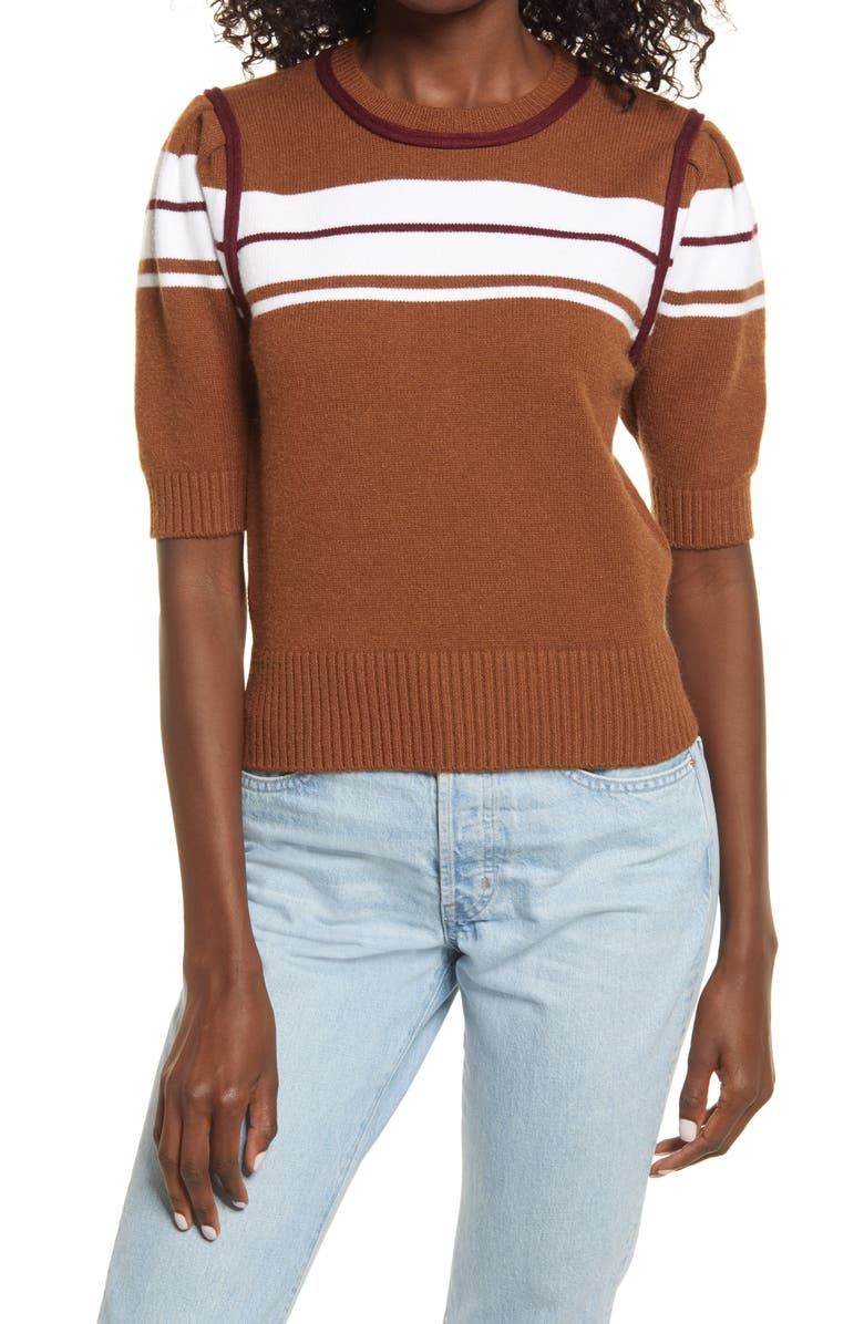 English Factory Stripe Puff Sleeve Sweater, Main, color,