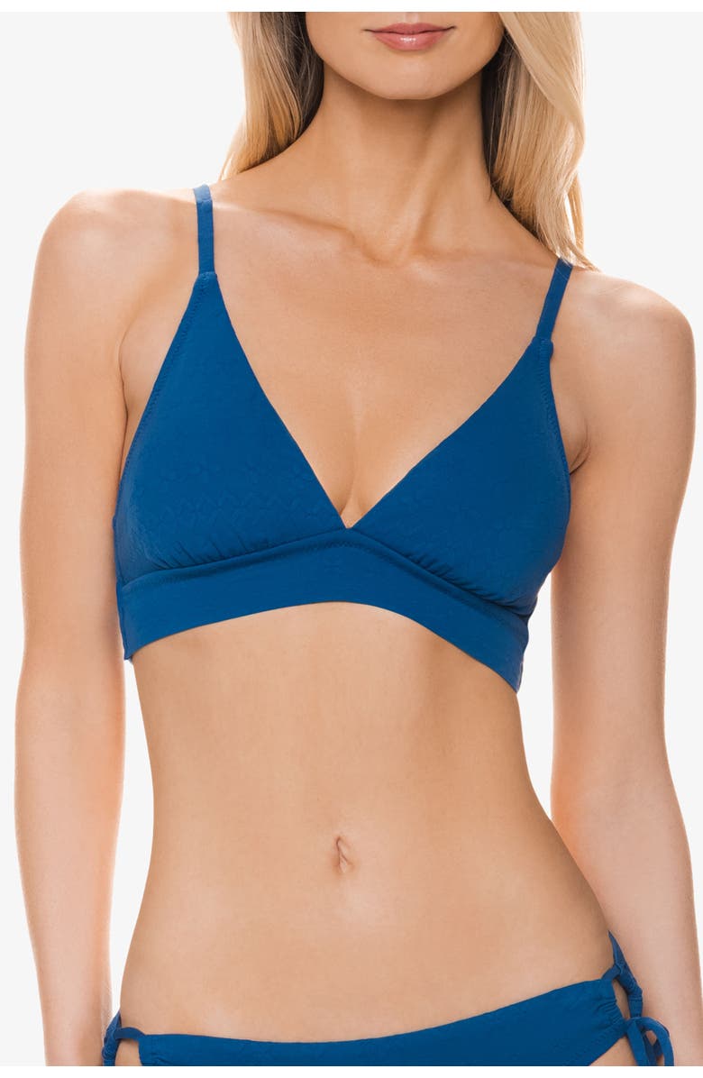 HELEN JON Banded Bikini Top, Main, color, Jacquard Textured Marine Blue
