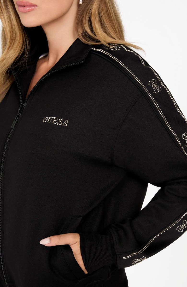 GUESS Octavia High Neck Full Zip Sweatshirt, Alternate, color, Black