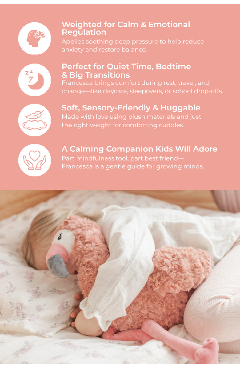 Mindful and Co Kids Microwavable and Weighted Plush Buddies, Alternate, color, Francesca The Flamingo
