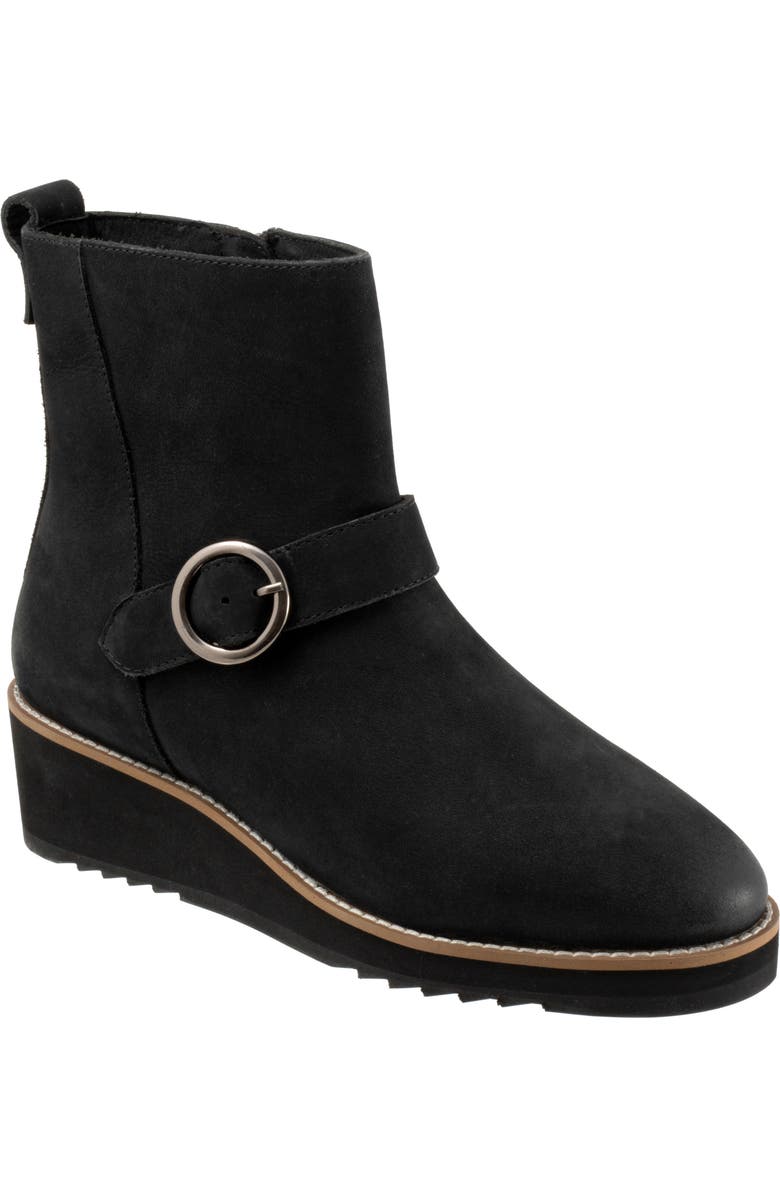 SoftWalk<sup>®</sup> Westland Platform Wedge Bootie, Main, color, Black Nubuck