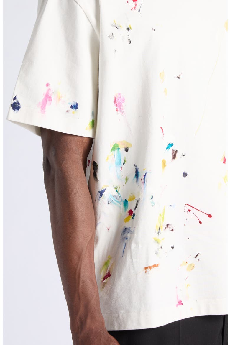 Oversize Painted Cotton T-Shirt, Alternate, color, CHALK