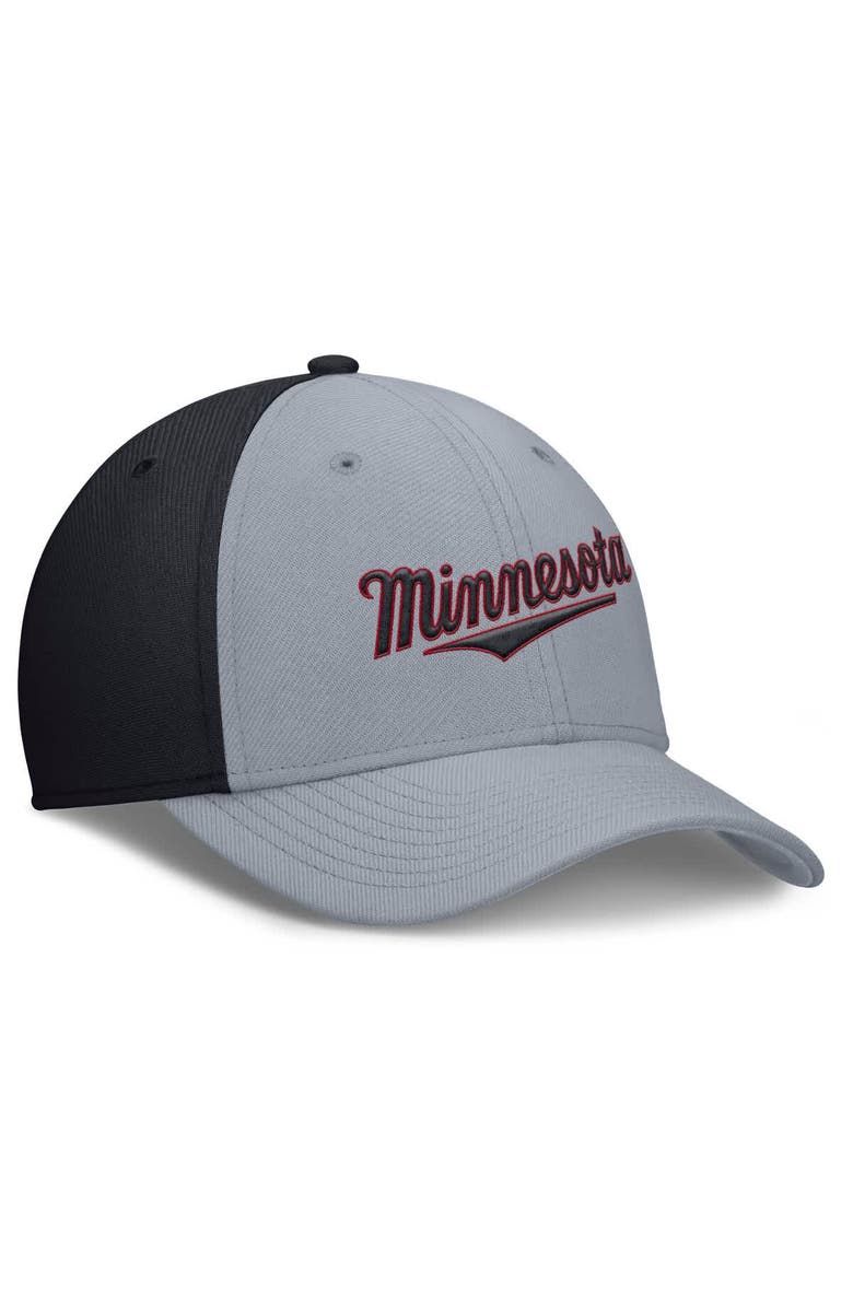 Nike Men's Nike Gray/Navy Minnesota Twins Rise Swoosh Performance Flex Hat, Alternate, color, Gray