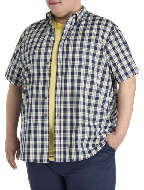 Big & Tall Easy-Care Small Plaid Sport Shirt