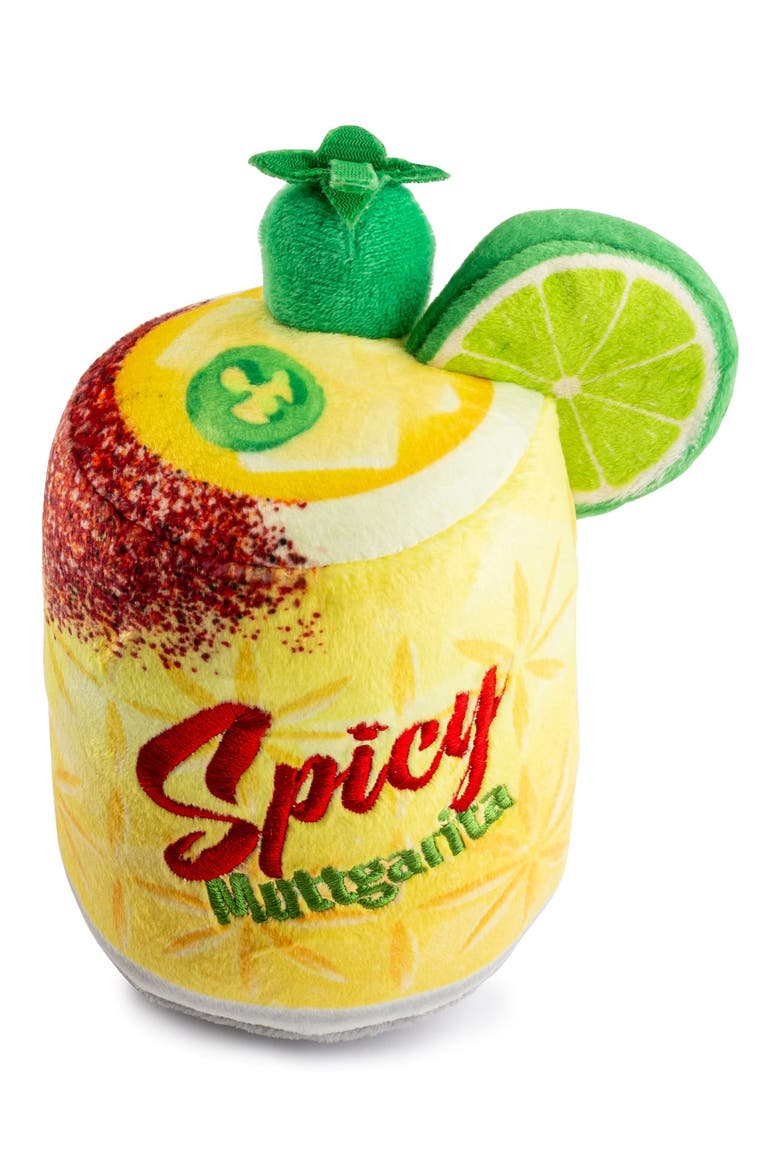 Spicy Muttgarita Plush Dog Squeaker Toy, Main, color, YELLOW