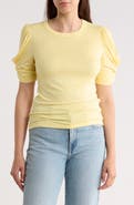 Renee C Solid Scrunched Sleeve Top