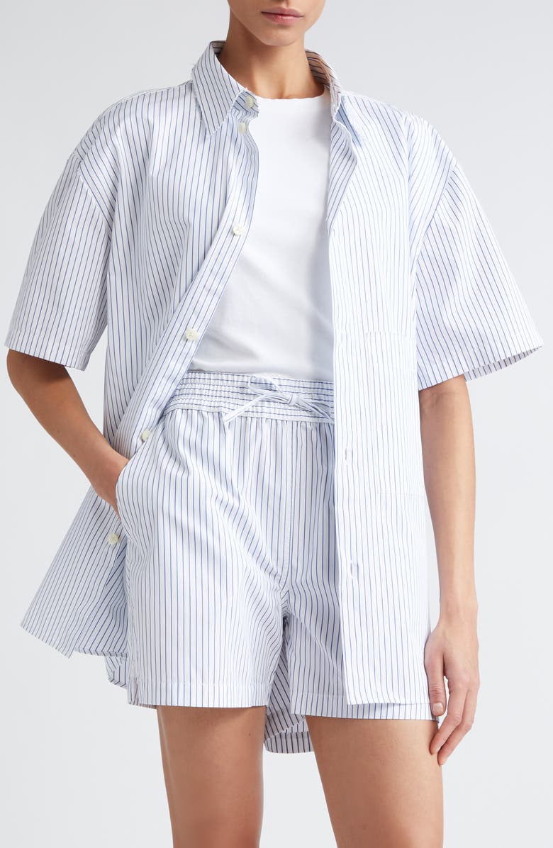 Róhe Stripe Short Sleeve Cotton Shirt, Main, color, 
