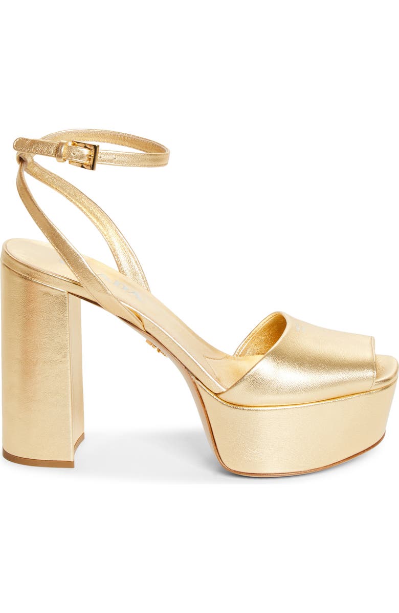 Prada Ankle Strap Platform Sandal, Alternate, color, Platino