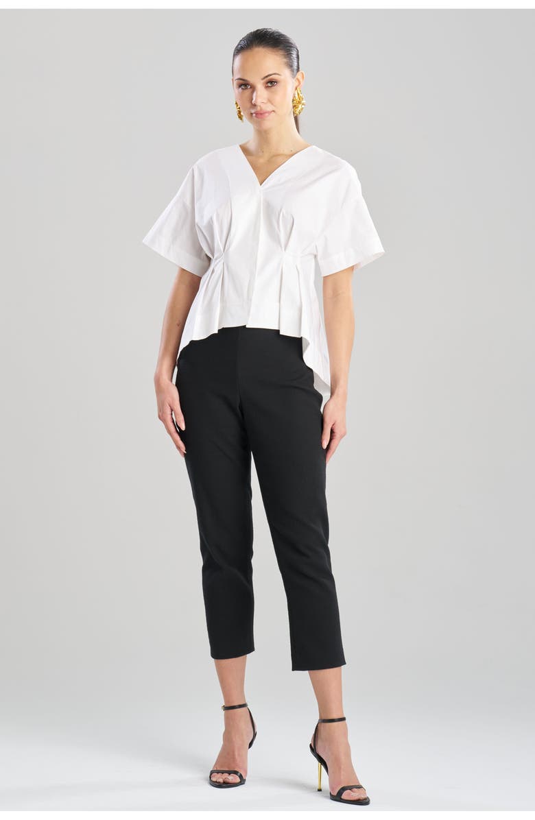 Natori Cotton Poplin Pleated Back Cocoon Shirt, Main, color, White