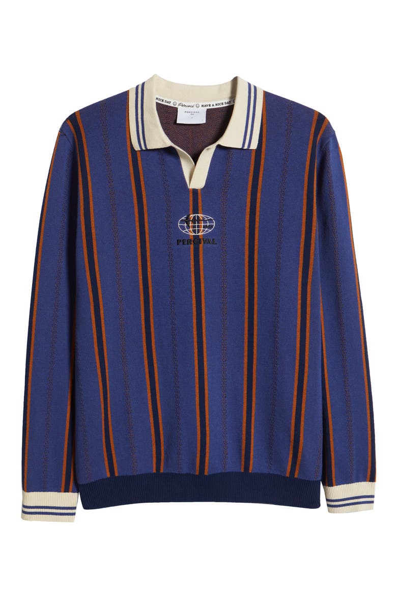 Import Embroidered Stripe Polo Sweater, Alternate, color, NAVY