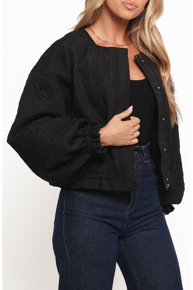 Yuki Flower Embroidered Jacket, Alternate, color, BLACK