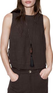 MANGO Side Tie Double Gauze Top