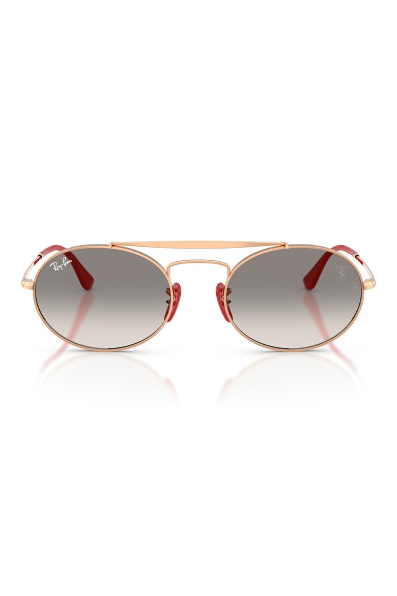 x Scuderia Ferrari 54mm Oval Sunglasses, Main, color, ROSE GOLD / CLEAR GREY
