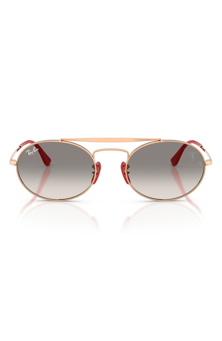 Ray-Ban x Scuderia Ferrari 54mm Oval Sunglasses, Main, color, Rose Gold / Clear Grey