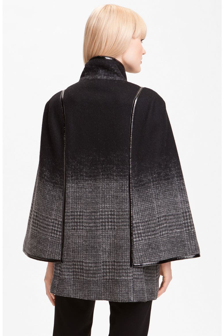 Ombré Plaid Cape, Alternate, color, BLACK/ GREY