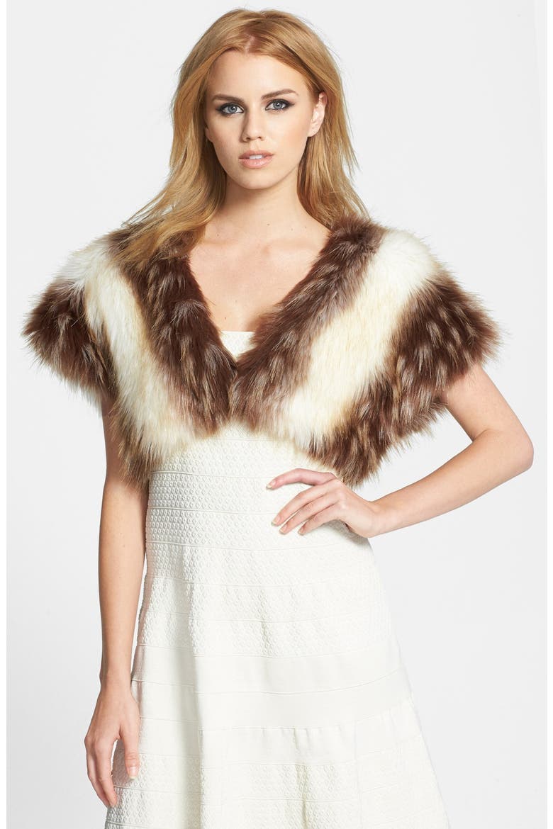 'Bambi' Faux Fur Bolero, Main, color, BROWN/ WHITE