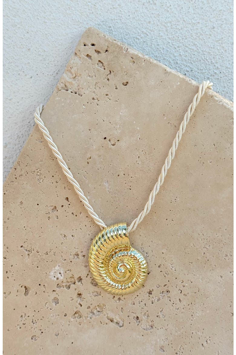 Shell Pendant Cord Necklace, Alternate, color, GOLD