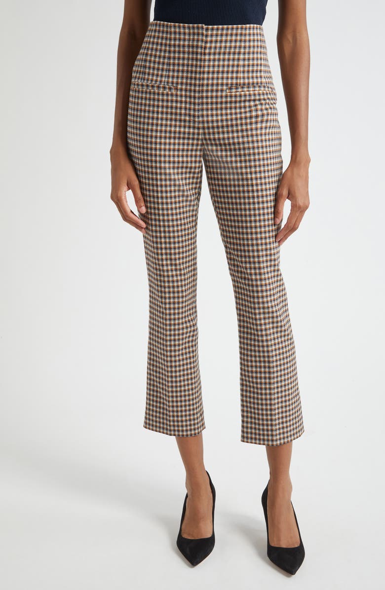 Veronica Beard Kean Check Crop Pants, Main, color, Navy Multi
