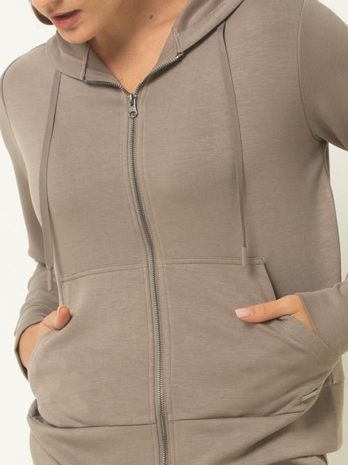 Single Stitch Ultra Soft Full Zip Hoodie In Brown