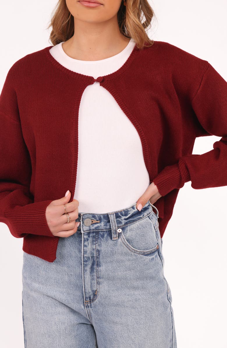 Petal & Pup Ripley One-Button Cardigan, Alternate, color, Berry