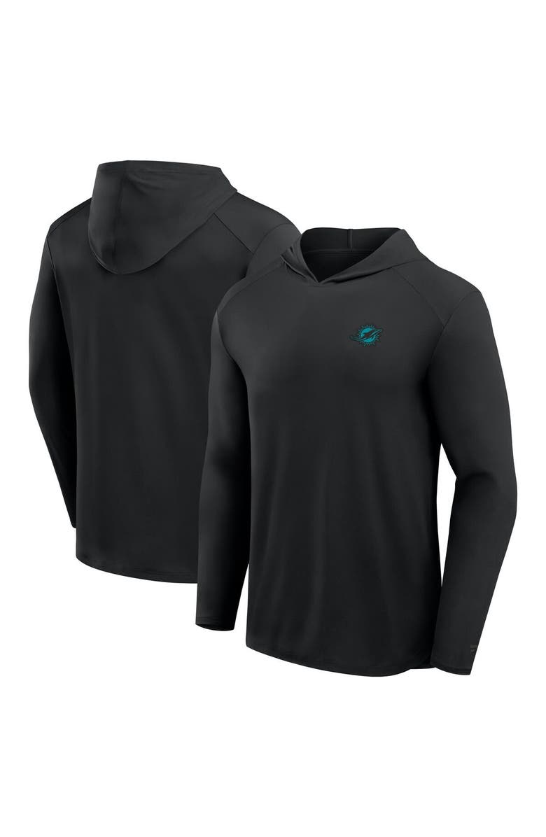 FANATICS Men's Fanatics Gray Miami Dolphins Front Office Power Mono Long Sleeve Hoodie T-Shirt, Alternate, color, Black