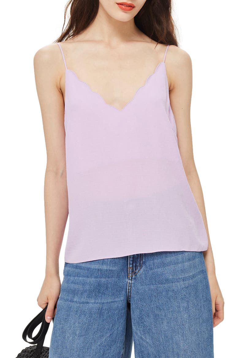 Satin Scallop Cami, Main, color, LILAC