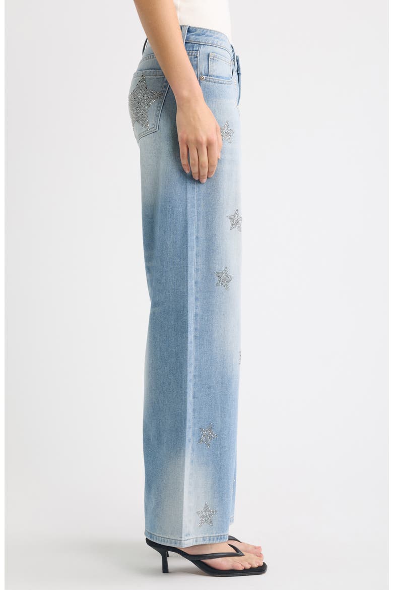 Star Studded Low Rise Wide Leg Jeans, Alternate, color, VINTAGE LIGHT WASH