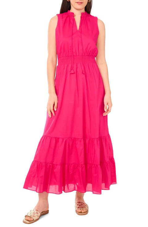 Smocked Waist Sleeveless Tiered Maxi Dress