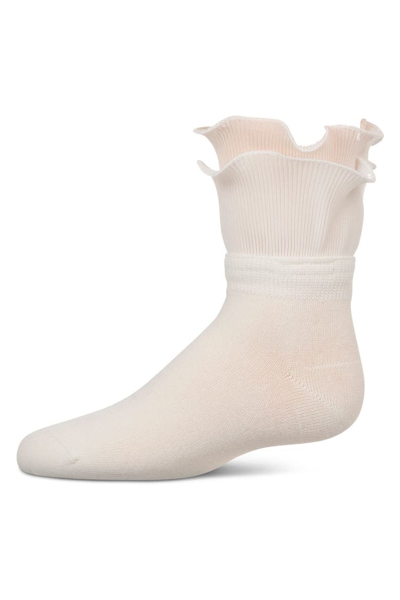 Dual Layer Ruffle Anklet Socks, Main, color, Winter White