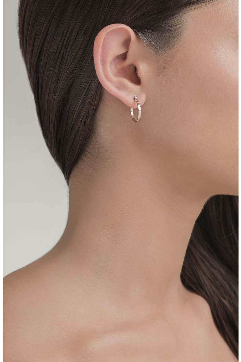 14K Gold Mini Sunrise Diamond Hoop Earrings, Alternate, color, WHITE GOLD