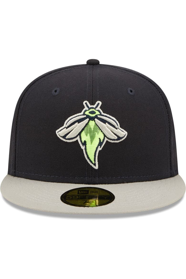 Men's New Era Navy Columbia Fireflies Authentic Collection Road 59FIFTY Fitted Hat, Alternate, color, Navy