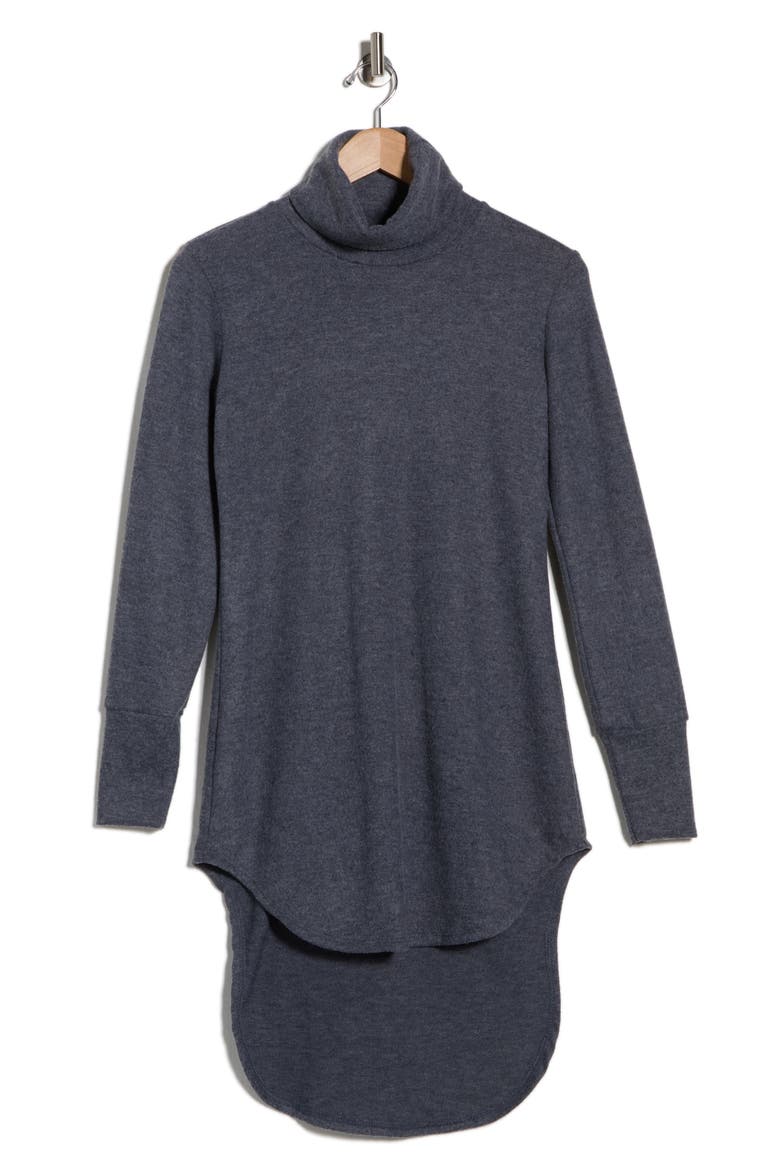 Turtleneck High-Low Tunic Sweater, Alternate, color, CHARCOAL
