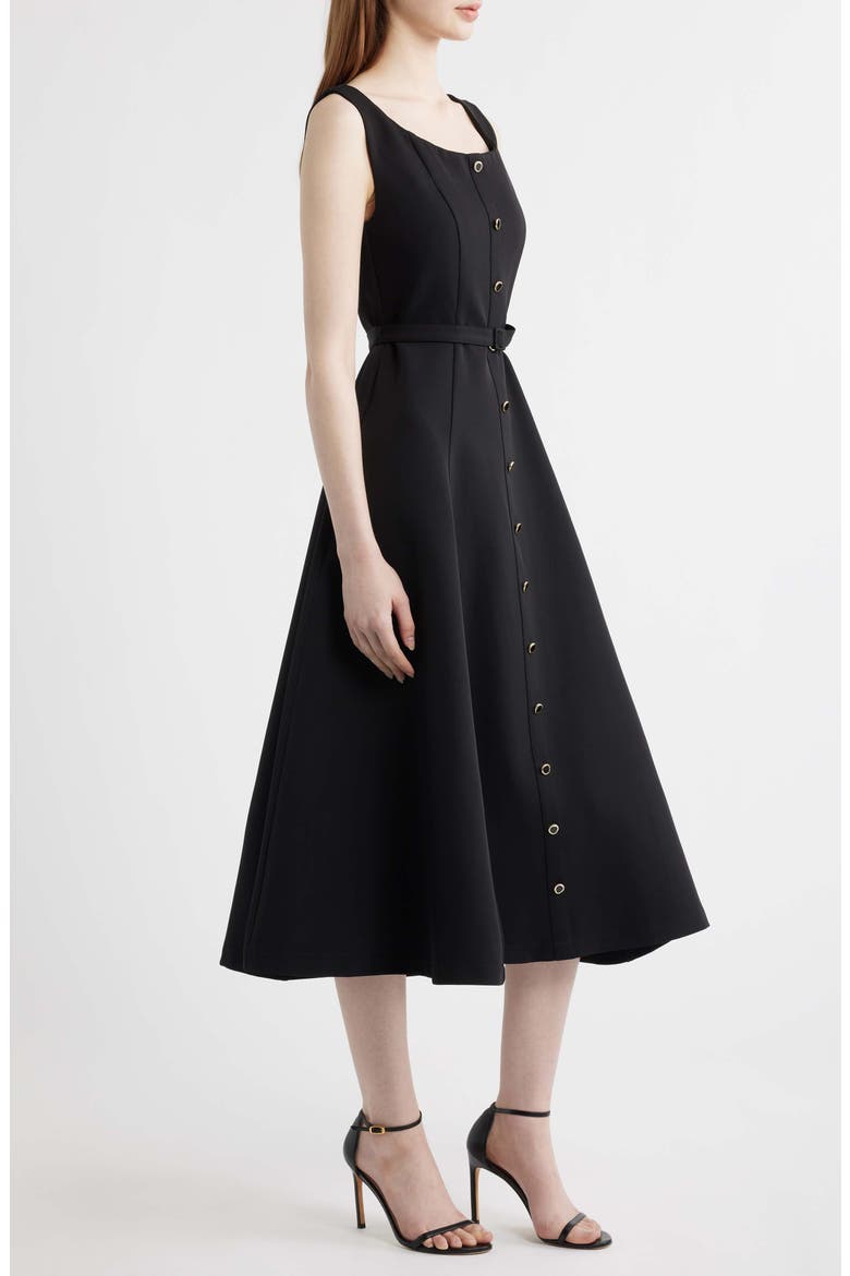 Belted Fit & Flare Dress, Alternate, color, BLACK