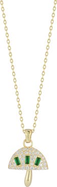 SPHERA MILANO 14K Gold Plated Cubic Zirconia Mushroom Pendant Necklace