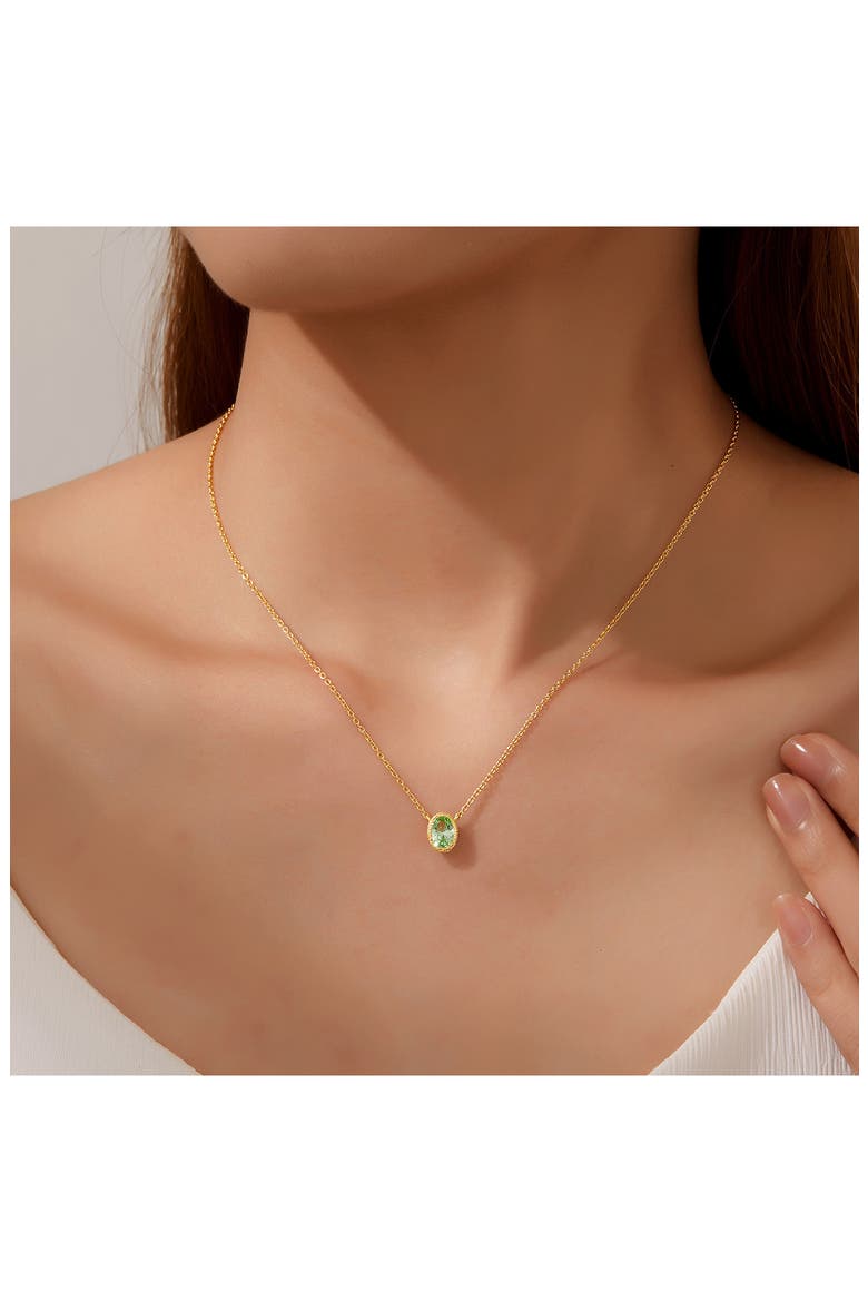 Oval Created Sapphire Pendant Necklace, Alternate, color, GREEN