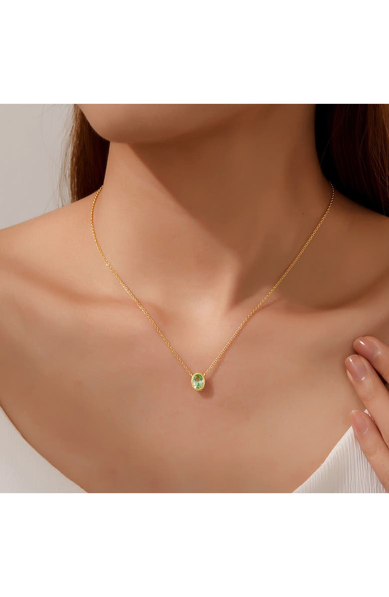 Lafonn Oval Created Sapphire Pendant Necklace, Alternate, color, Green
