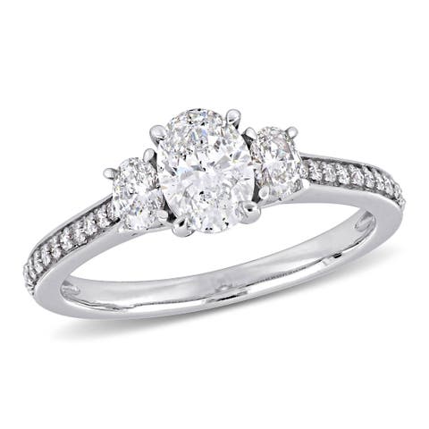 Diamond Oval 3-Stone Engagement Ring 14k