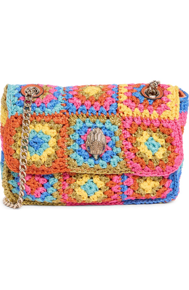 Kurt Geiger London Medium Kensington Crochet Crossbody Bag, Main, color, Aqua Multi