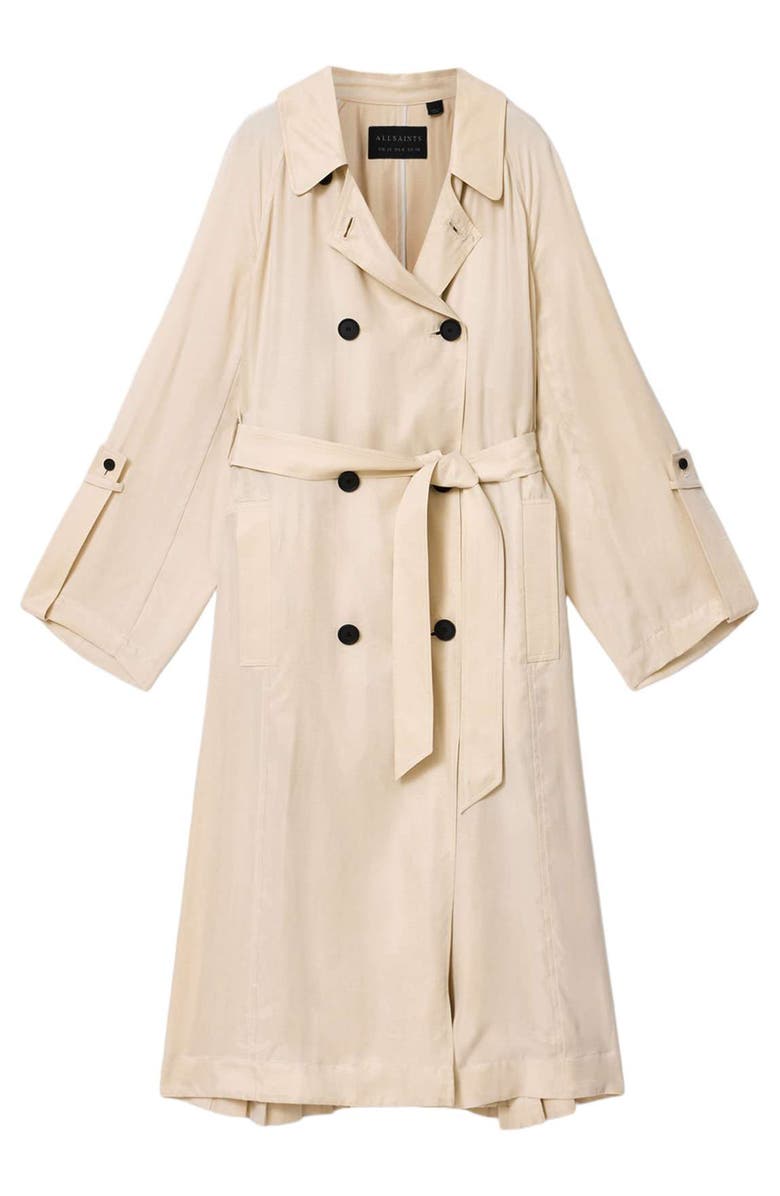 AllSaints Lizie Trench Coat, Alternate, color, Parchment White