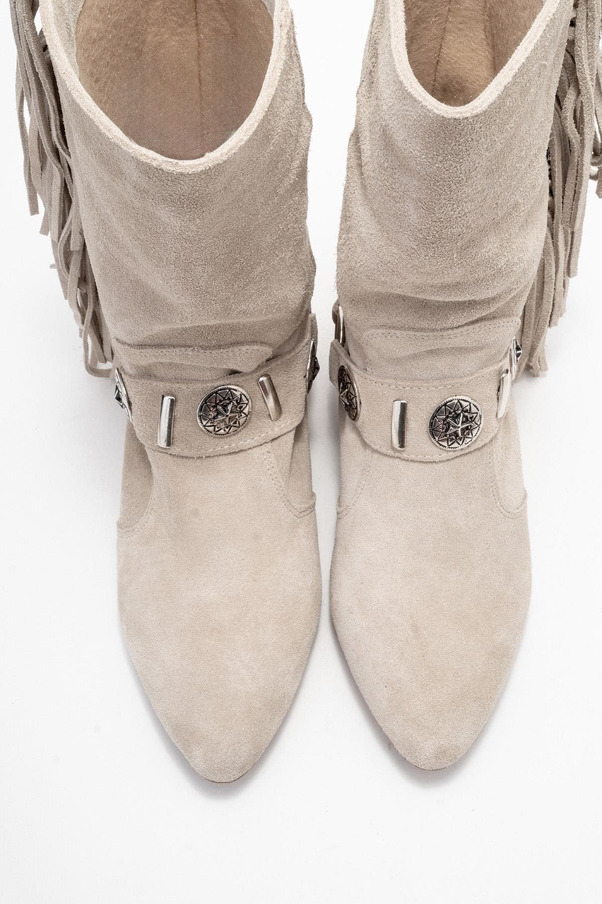 Selora Leather Buckle Western Boot, Alternate, color, Beige Suede Leather