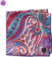 CLIFTON WILSON Lavender Paisley Silk Pocket Square