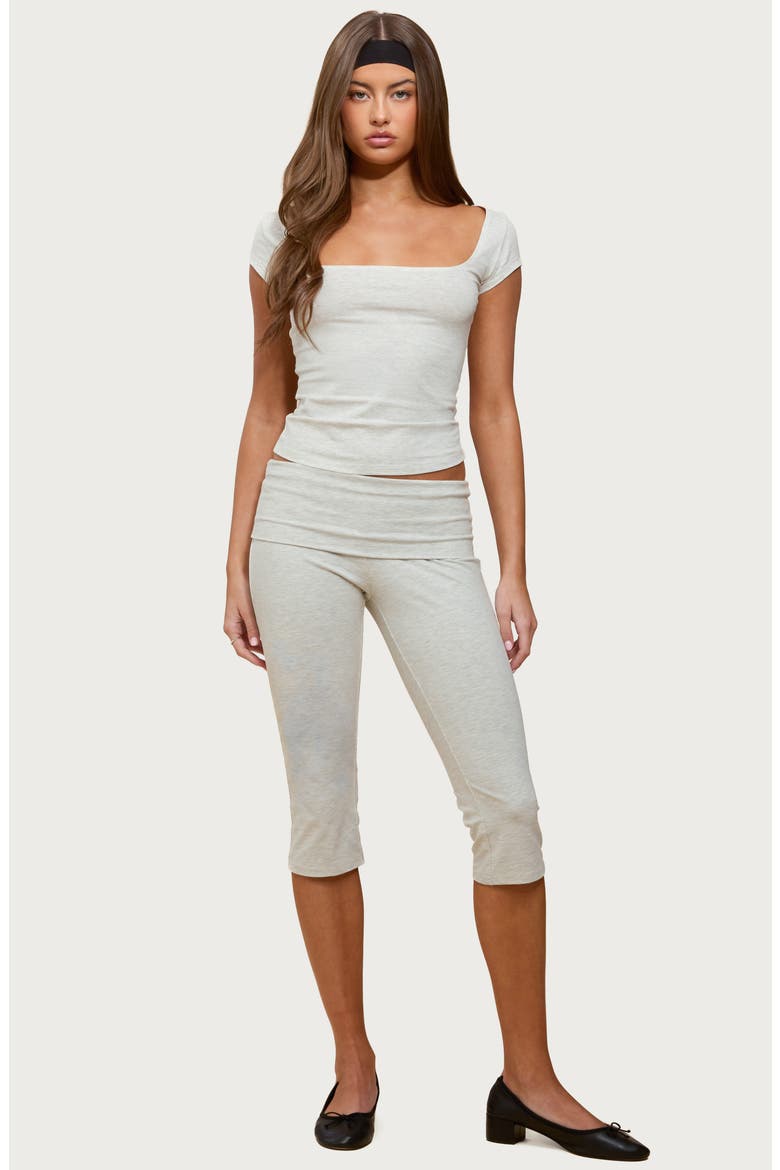 Esmarie Square Neck Crop Stretch Cotton T-Shirt, Alternate, color, GRAY-MELANGE